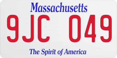 MA license plate 9JC049
