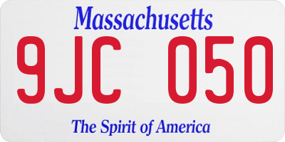 MA license plate 9JC050