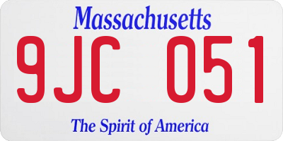 MA license plate 9JC051