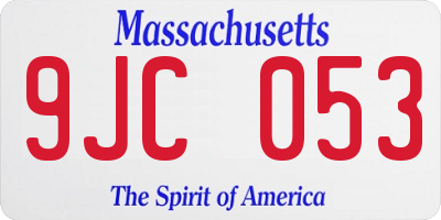 MA license plate 9JC053