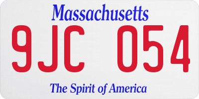 MA license plate 9JC054