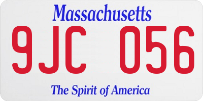 MA license plate 9JC056