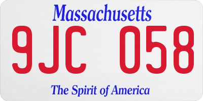 MA license plate 9JC058
