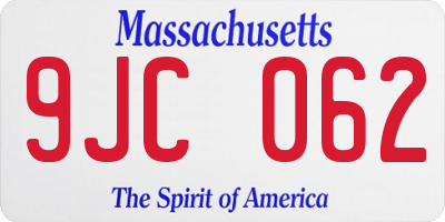 MA license plate 9JC062