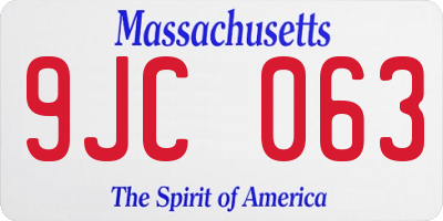 MA license plate 9JC063