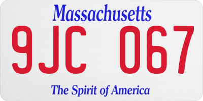 MA license plate 9JC067