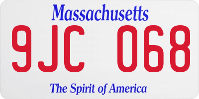 MA license plate 9JC068