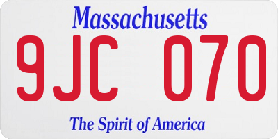 MA license plate 9JC070