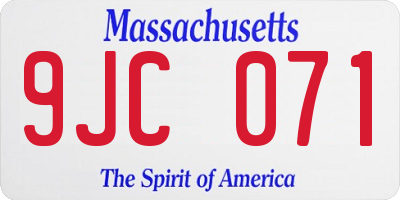 MA license plate 9JC071
