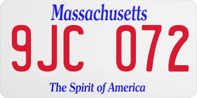 MA license plate 9JC072