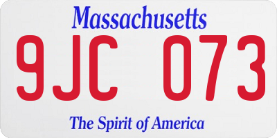 MA license plate 9JC073