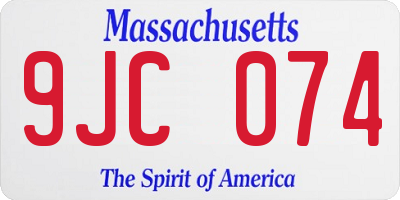 MA license plate 9JC074