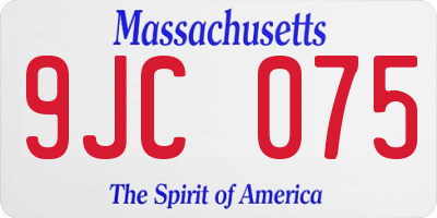 MA license plate 9JC075