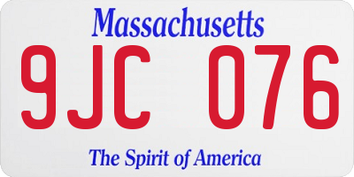 MA license plate 9JC076