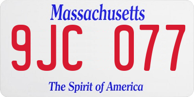 MA license plate 9JC077