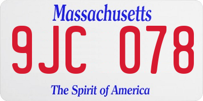 MA license plate 9JC078