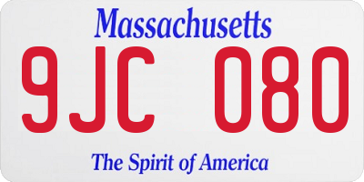 MA license plate 9JC080
