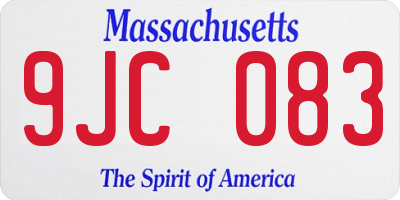MA license plate 9JC083