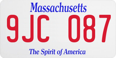 MA license plate 9JC087