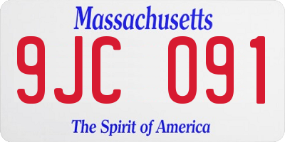 MA license plate 9JC091
