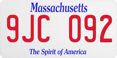 MA license plate 9JC092