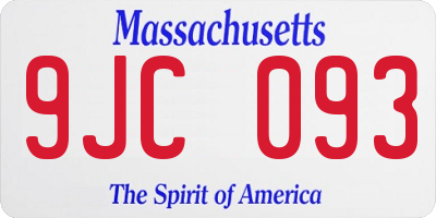 MA license plate 9JC093