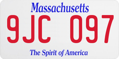 MA license plate 9JC097
