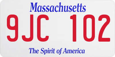 MA license plate 9JC102