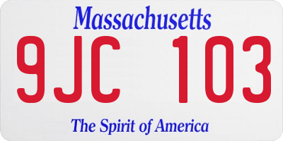 MA license plate 9JC103