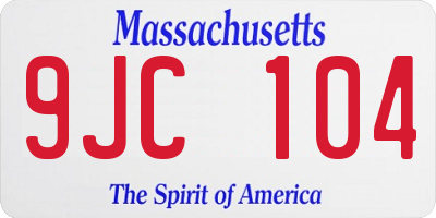 MA license plate 9JC104