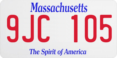 MA license plate 9JC105