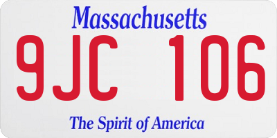 MA license plate 9JC106