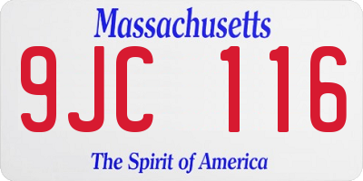 MA license plate 9JC116