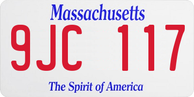 MA license plate 9JC117