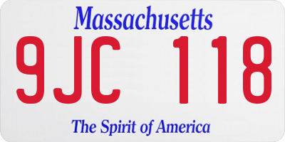 MA license plate 9JC118