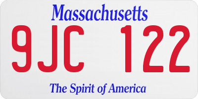MA license plate 9JC122