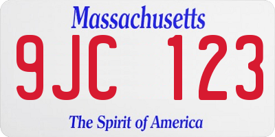 MA license plate 9JC123