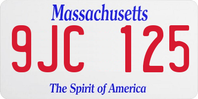 MA license plate 9JC125