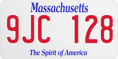MA license plate 9JC128