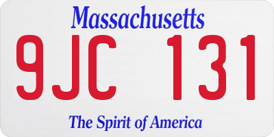 MA license plate 9JC131