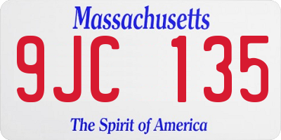 MA license plate 9JC135