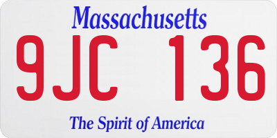 MA license plate 9JC136