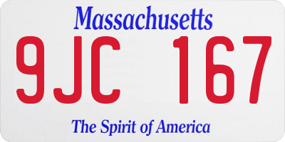 MA license plate 9JC167