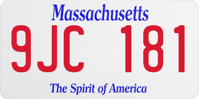 MA license plate 9JC181