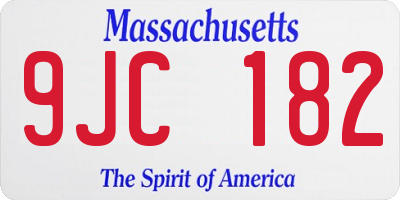 MA license plate 9JC182
