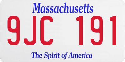 MA license plate 9JC191