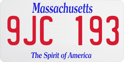 MA license plate 9JC193