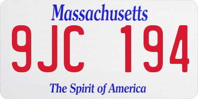 MA license plate 9JC194