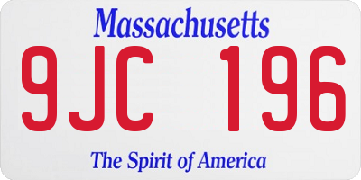 MA license plate 9JC196