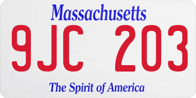 MA license plate 9JC203